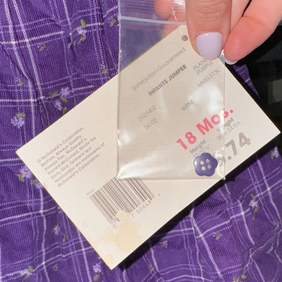 NWT Vintage 1990s McKids Corduroy floral dress deadstock toddler girl McDonalds - Picture 3 of 7